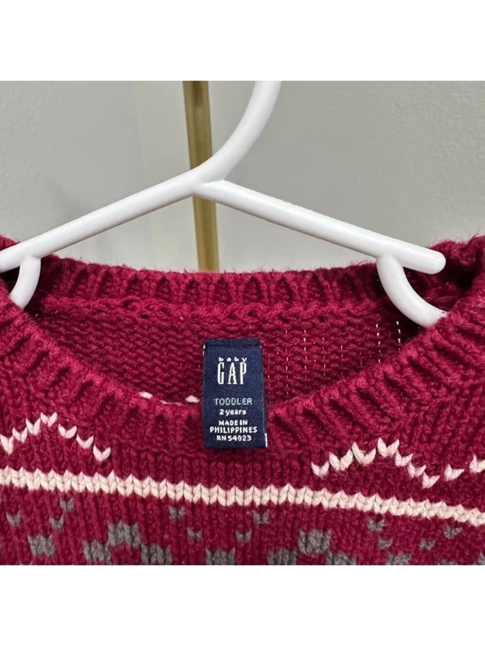 VTG Baby Gap Fair Isle Reindeer Knit Christmas Sweater Holiday Toddler Size 2